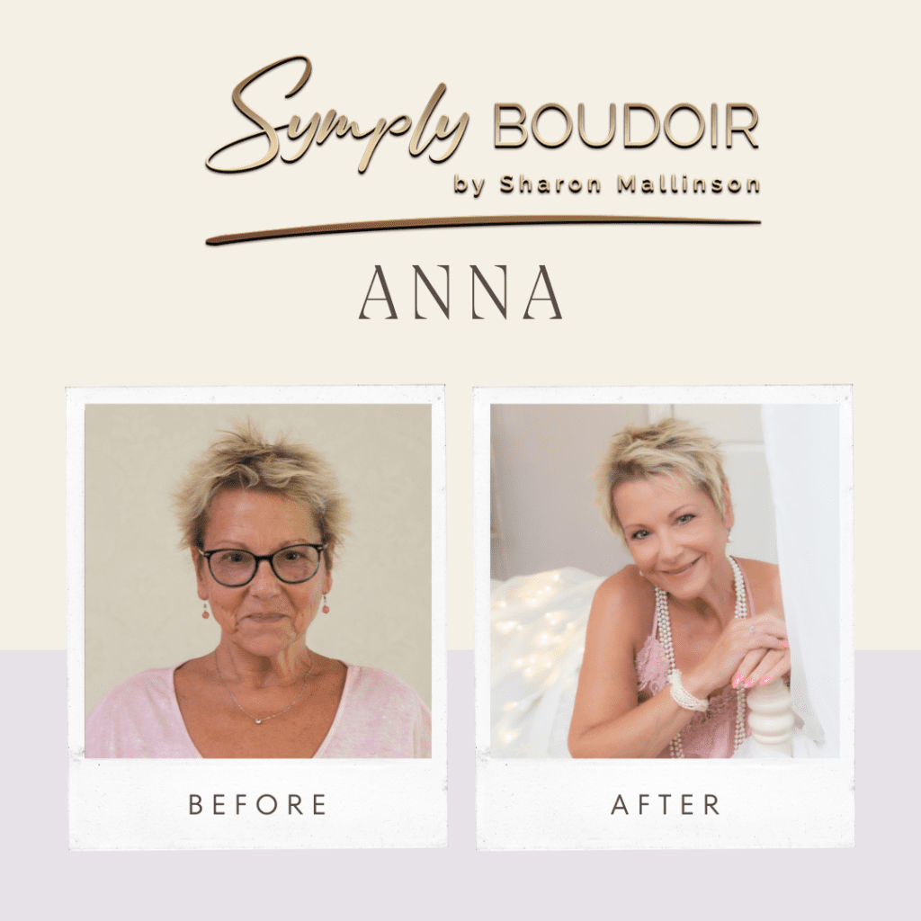 before and after photos of mature woman from her 50 over 50 boudoir photoshoot 50 OVER 50 PROJECT