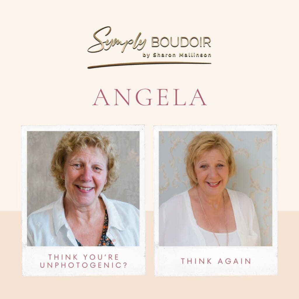BEFORE AND AFTER IMAGE OF MATURE WOMAN DURING A BOUDOIR SHOOT